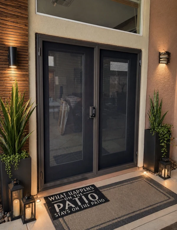 Olson Iron custom security screen French door in Las Vegas (202D)