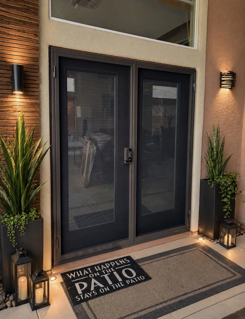 Olson Iron custom security screen French door in Las Vegas (202D)
