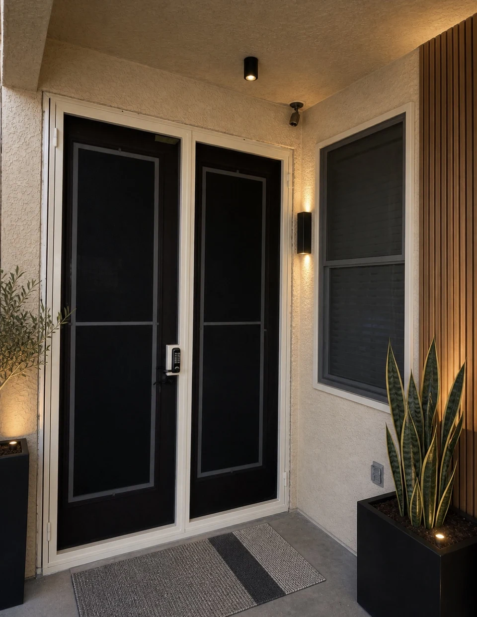 Olson Iron custom security screen French door in Las Vegas (203D)