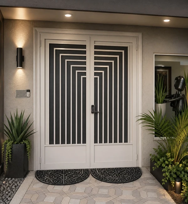Olson Iron custom security screen French door in Las Vegas (204D)