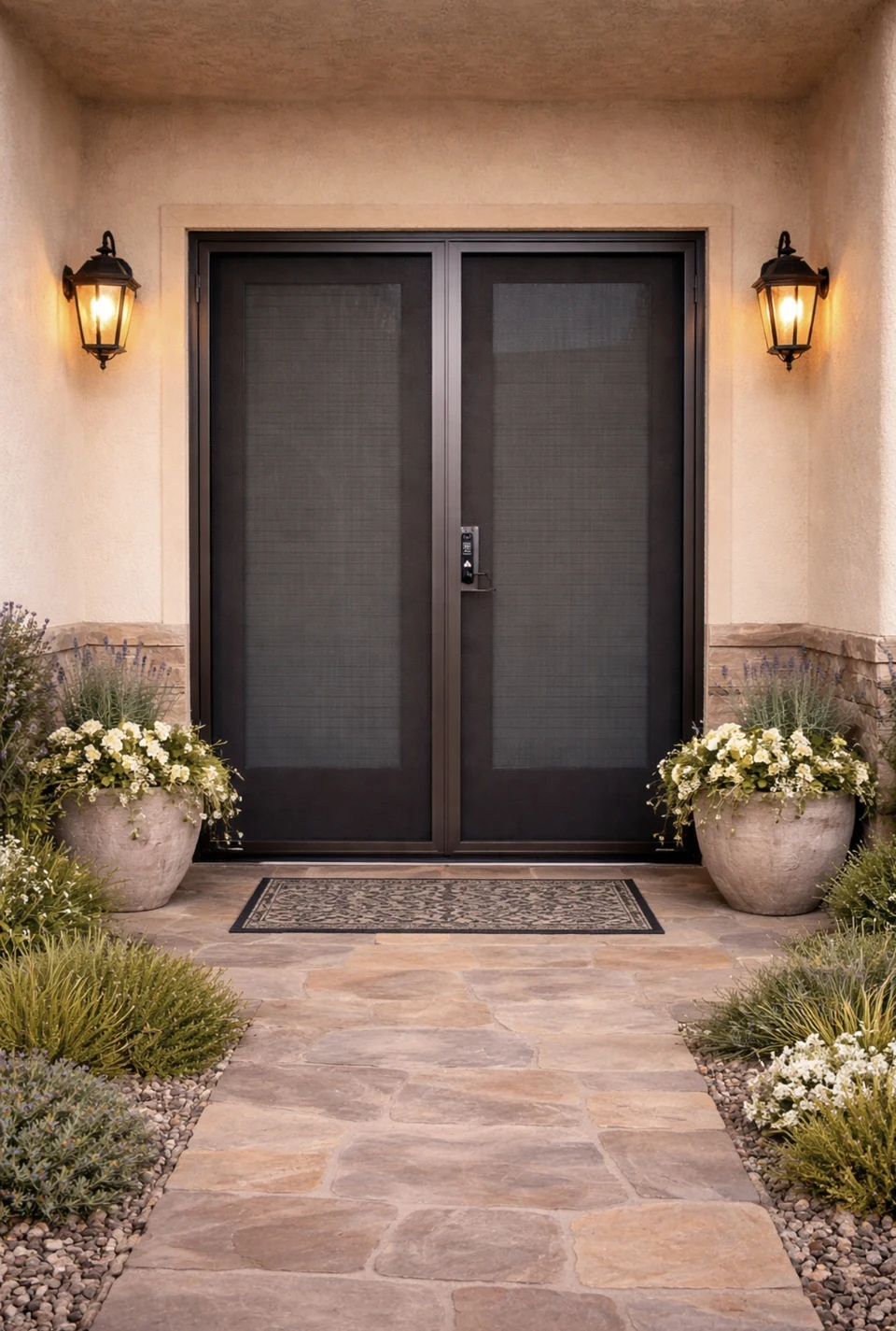 Olson Iron custom security screen French door in Las Vegas (210D)