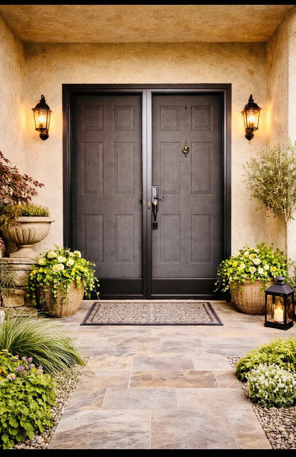 Olson Iron custom security screen French door in Las Vegas (211D)