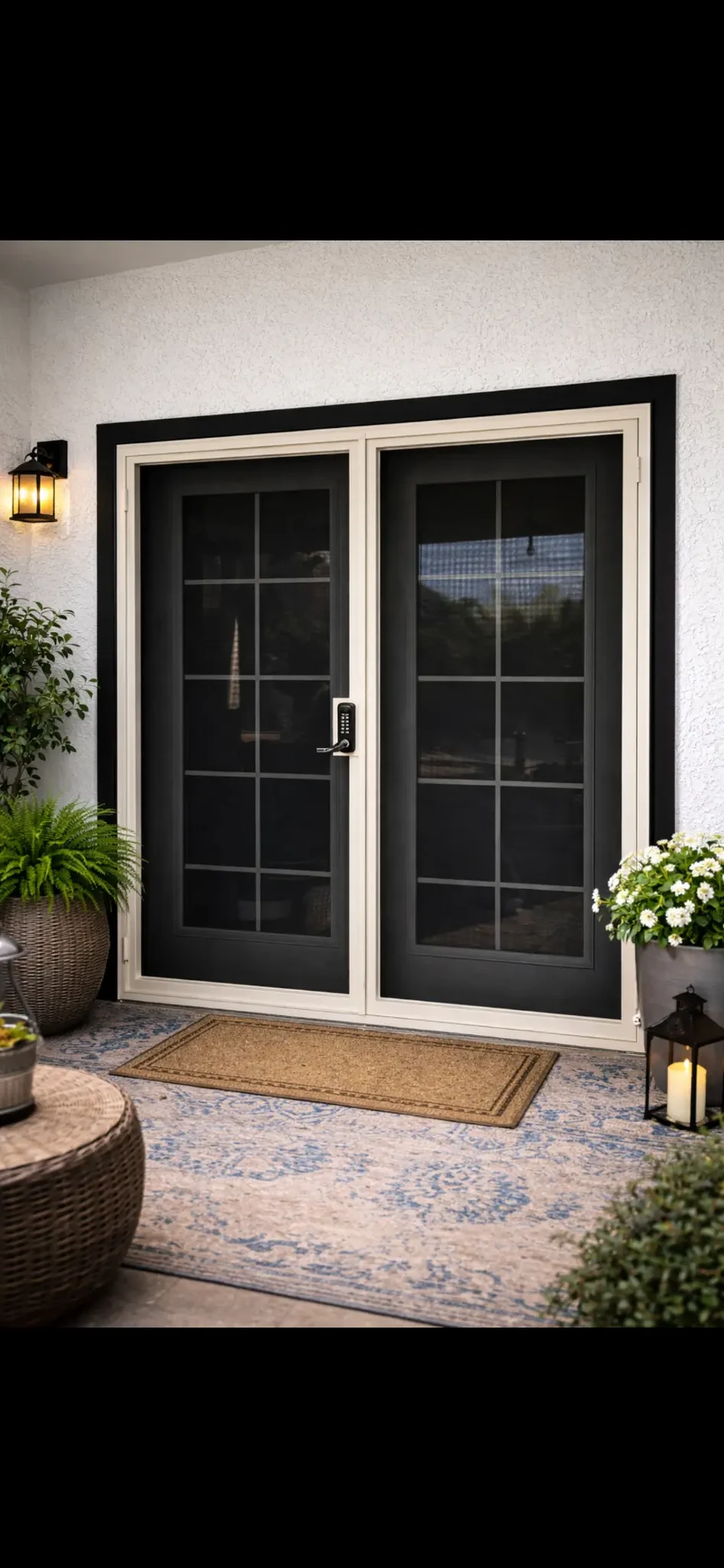 Olson Iron custom security screen French door in Las Vegas (212D)