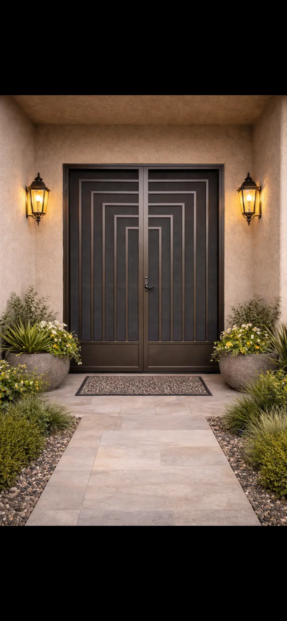 Olson Iron custom security screen French door in Las Vegas (213D)