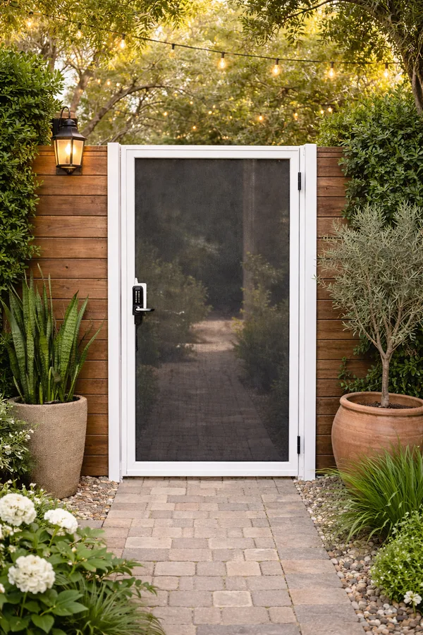 Olson Iron stainless backed white gate product in Las Vegas