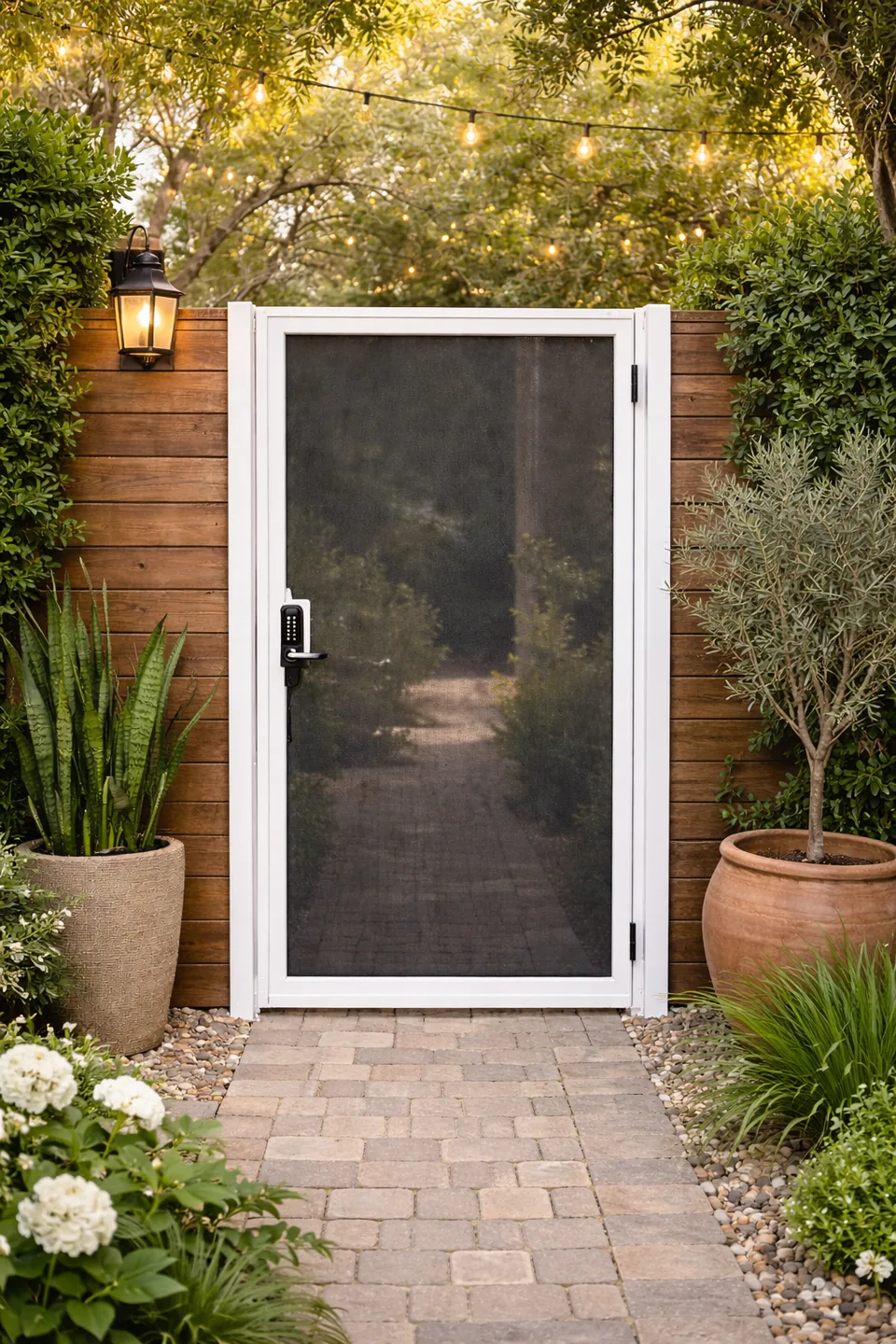 Olson Iron stainless backed white gate product in Las Vegas