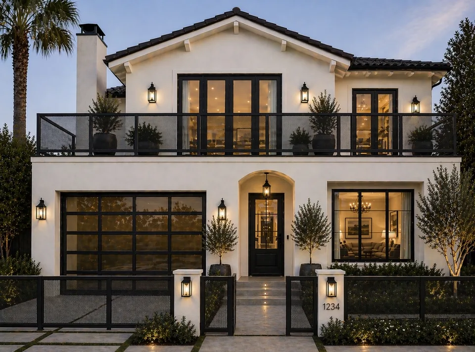 Olson Iron spanish home mesh driveway dusk in Las Vegas