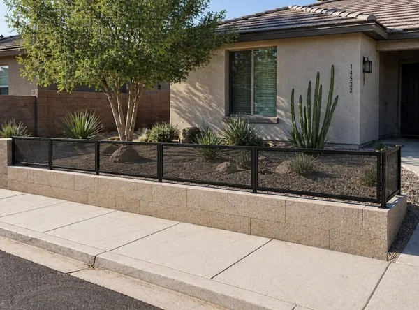 Olson Iron black mesh perimeter block wall in Las Vegas