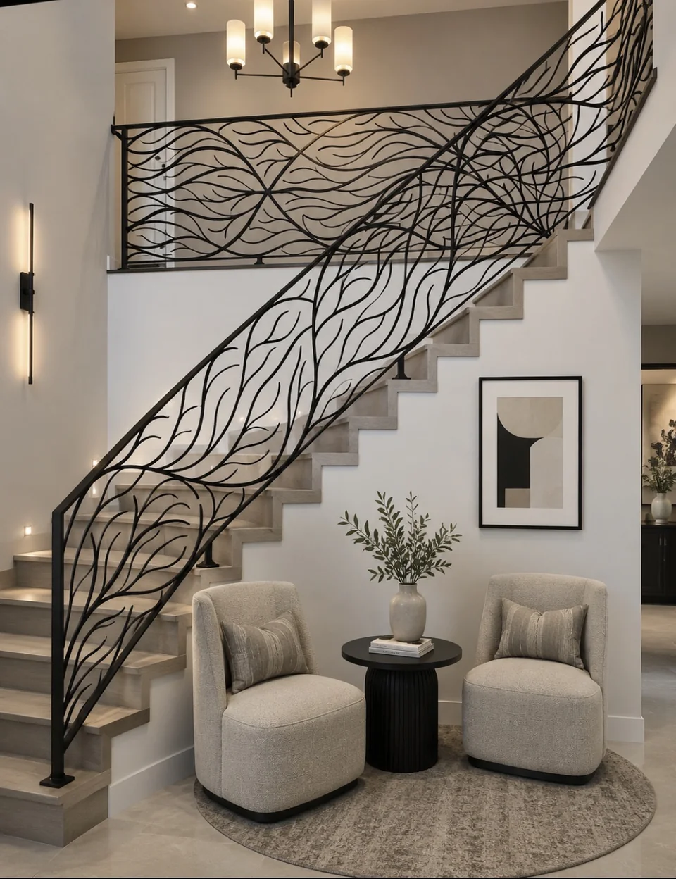 Ornate vine iron stair rail — Olson Iron Las Vegas (845R)
