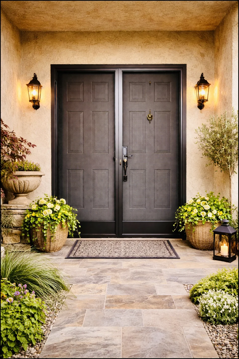 Olson Iron custom security screen French door in Las Vegas (111D)