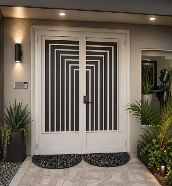Olson Iron custom security screen French door in Las Vegas (204D)