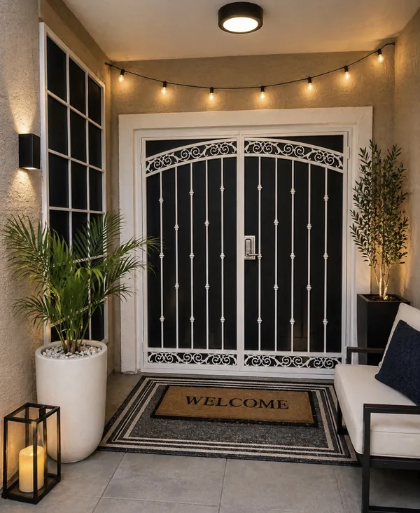 Olson Iron custom security screen French door in Las Vegas (205D)