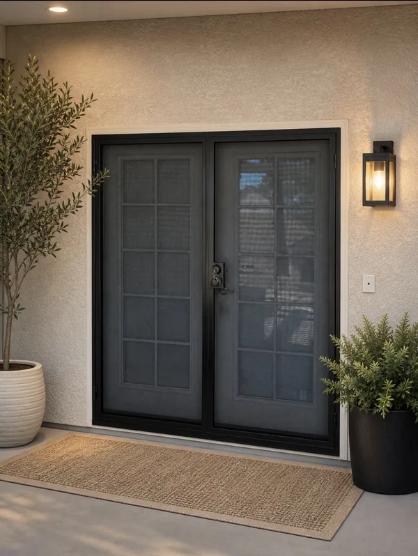 Olson Iron custom security screen French door in Las Vegas (206D)