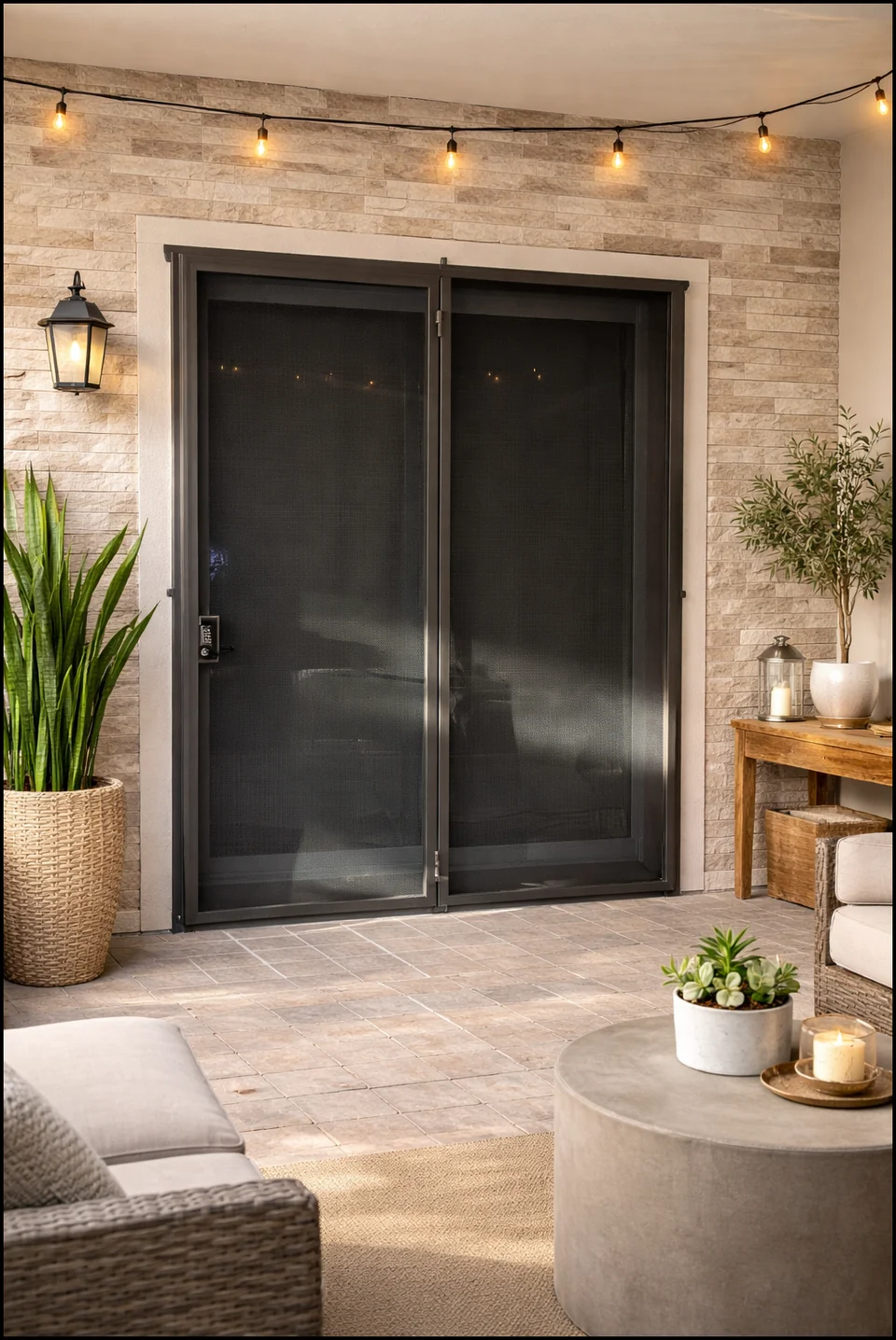 Olson Iron slimline stainless steel woven wire mesh security screen in Las Vegas (208D)