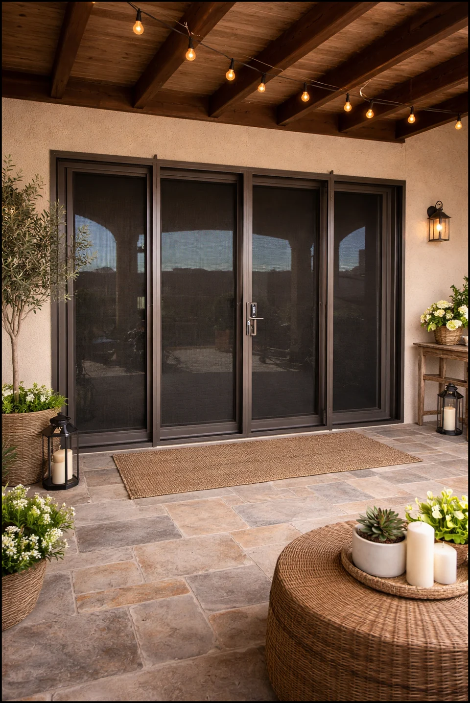 Olson Iron slimline stainless steel woven wire mesh security screen in Las Vegas (209D)