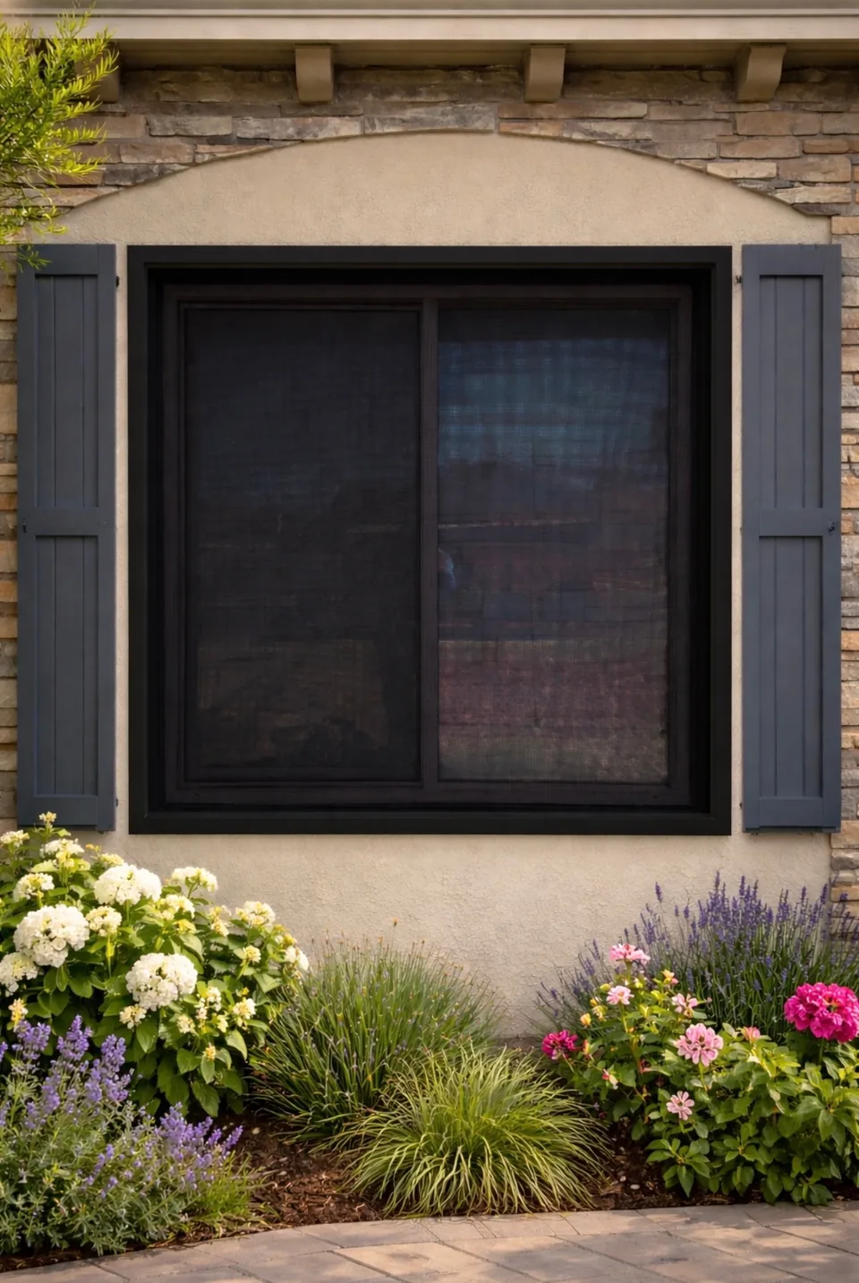 Olson Iron security screen window in BLACK finish on a Las Vegas home (871W)