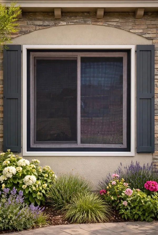 Olson Iron security screen window in WHITE finish on a Las Vegas home (874W)
