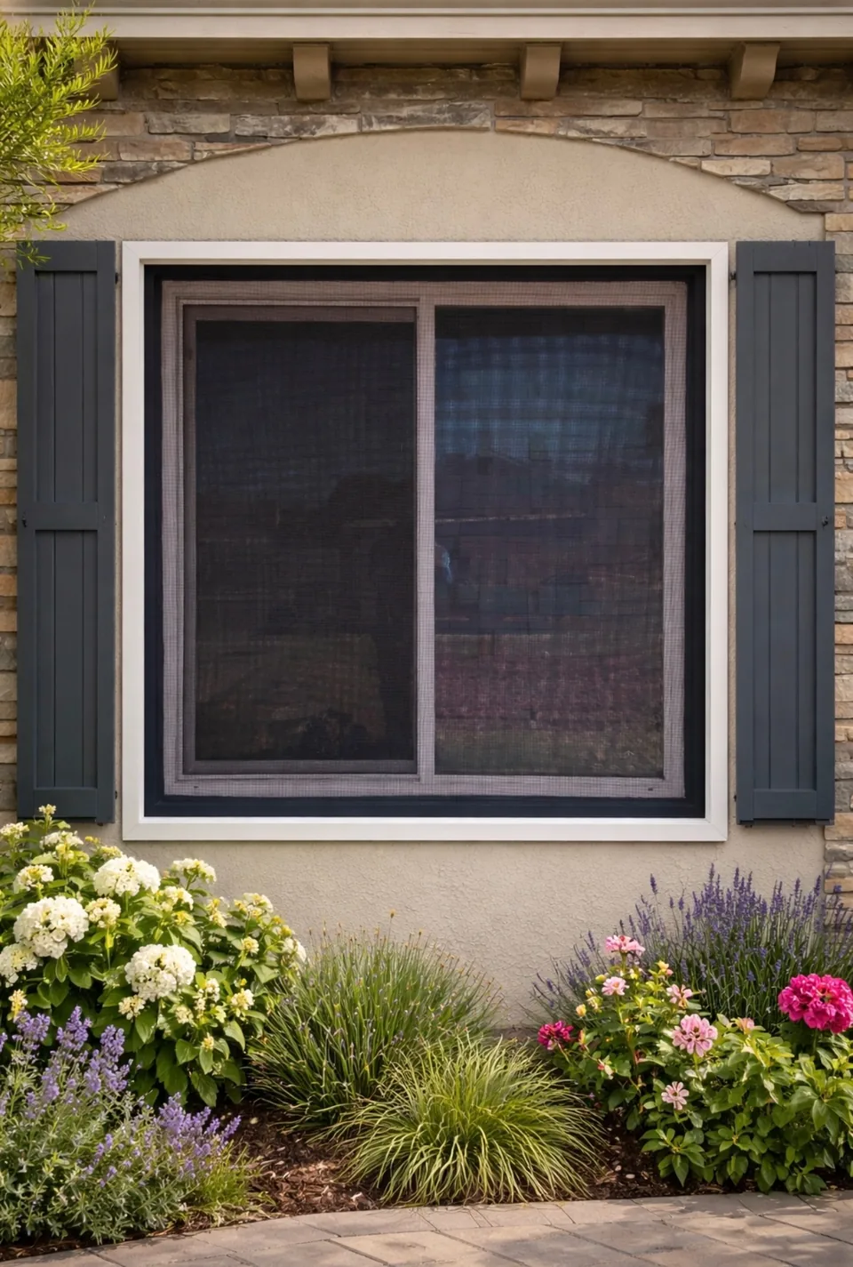 Olson Iron security screen window in WHITE finish on a Las Vegas home (874W)