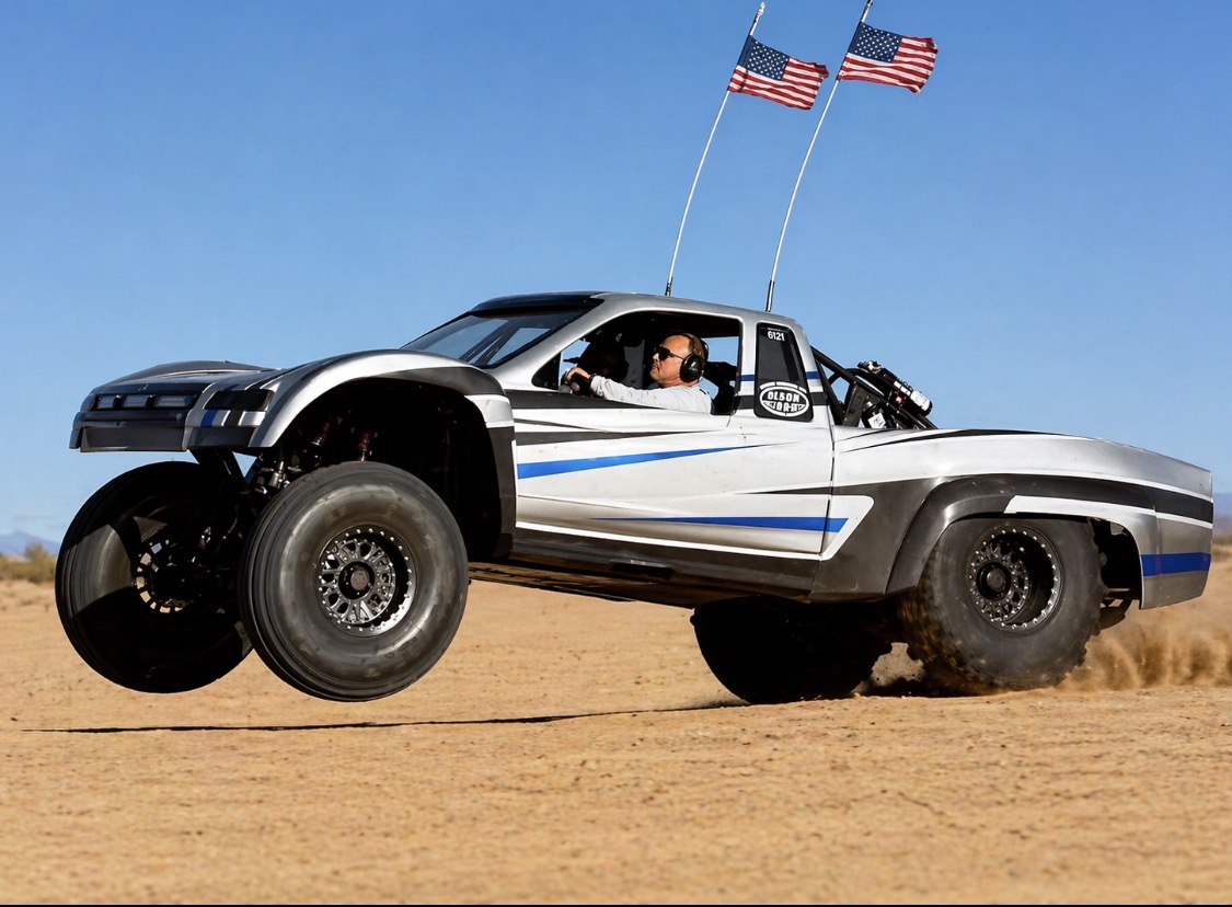 Bo Olson driving the Olson Iron sand truck at the dunes