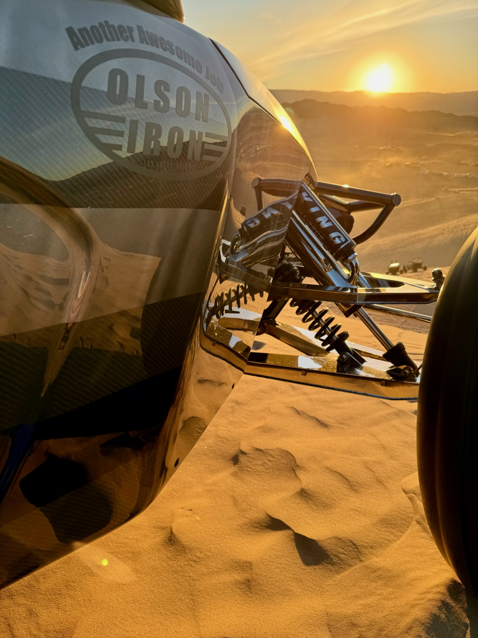 Olson Iron logo on the sand rail — Another Awesome Job