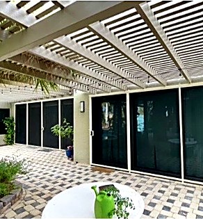 Olson security sliders across a patio enclosure