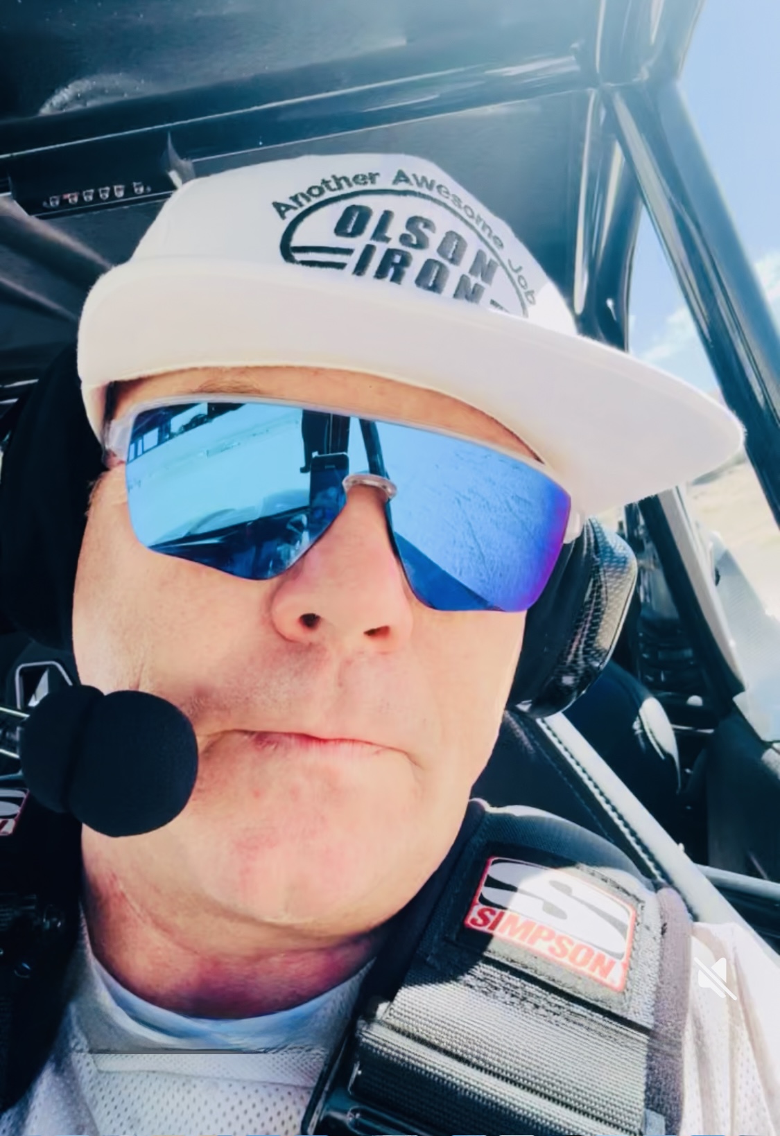 Bo Olson, President of Olson Iron, in the cockpit at the drag strip