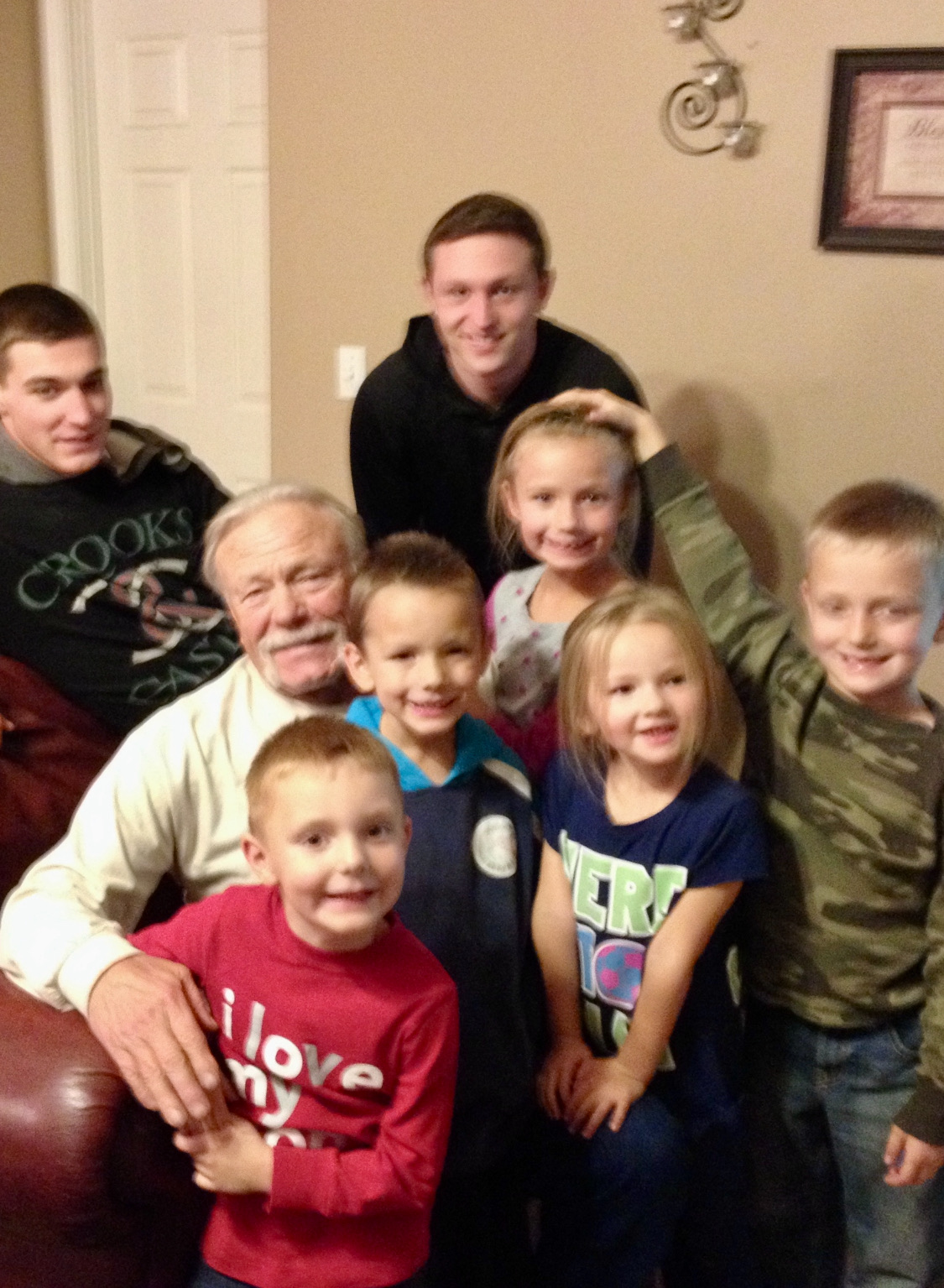 Gary Olson Sr. with all his grandkids